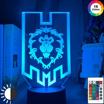 

World of Warcraft Alliance Flag Led Night Light for Game Store Shop Room Decor Nightlight Unique Gift for Gamers Usb Table Lamp