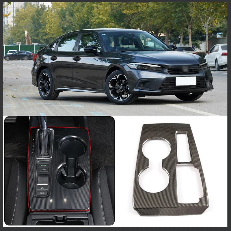 

Для 2022 Honda Civic из нержавеющей стали углеродное волокно центральный переключатель управления декоративная рамка крышка наклейка аксессуары ...