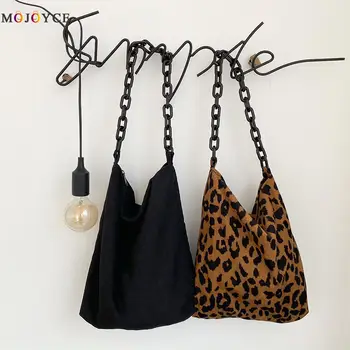 

Vintage Acrylic Chains Shoulder Bags for Women 2020 Designer Large Capacity Totes Leopart Canvas Female Casual Crossbody Bags