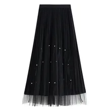 Белые газовые плиссированные юбки, женские длинные плиссированные юбки феи с перьями, бархатная юбка с завышенной талией для девочек, зима 8186