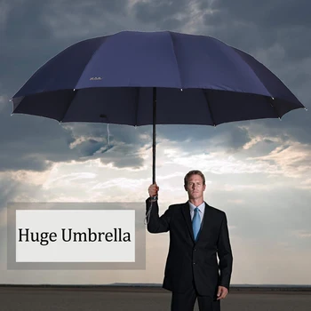 

152CM Top-quality Umbrella Men Rain Woman Windproof Large Paraguas Women Sun 3 floding Big Family Umbrella Outdoor Parapluie