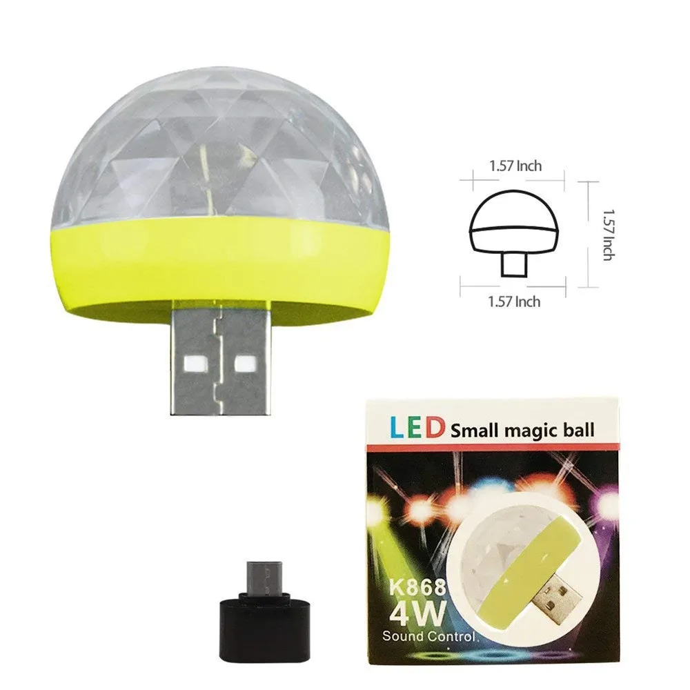Светло-желтый USB мини светодиодный RGB вечерние Дискотека Сценический светильник вечерние клуб DJ KTV Рождественский волшебный телефон шар лампа мини лампа DJ светильник Show - Цвет: Светло-желтый