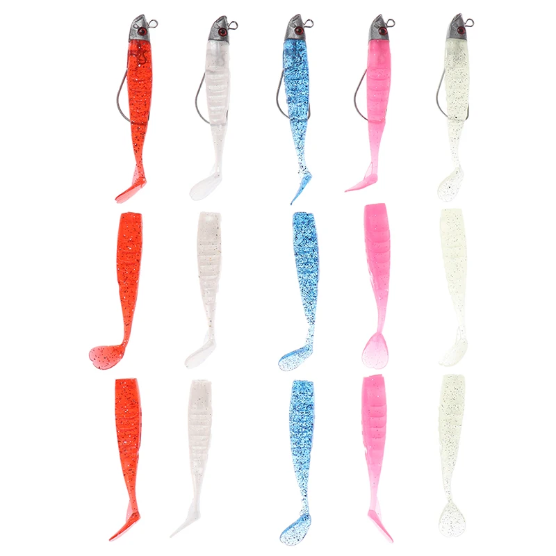 1 набор Мягкая приманка джиг голова Т-образный хвост искусственные приманки