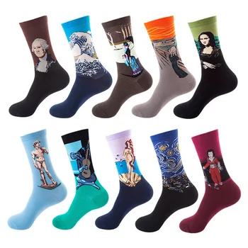 

High Quality Autumn Winter Retro Men Women New Art Van Gogh Mural World Famous Oil Painting Series Female Male Socks Funny Socks