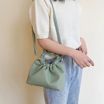 

Round Handle Solid Color PU Leather Small Totes For Women 2020 Fashion Summer Crossbody Shoulder Messenger Handbags sac a main