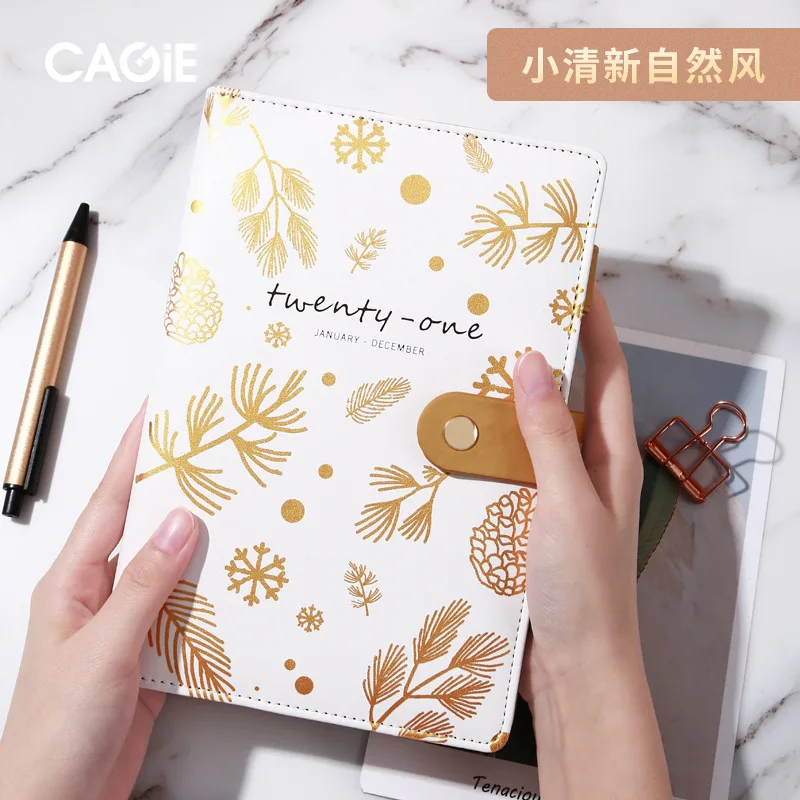 Fashion Gold White Agenda 2020 2021 Diary Notebook A5 Schedule Weekly Monthly Planner Journal Notepad School Office Stationery | Канцтовары