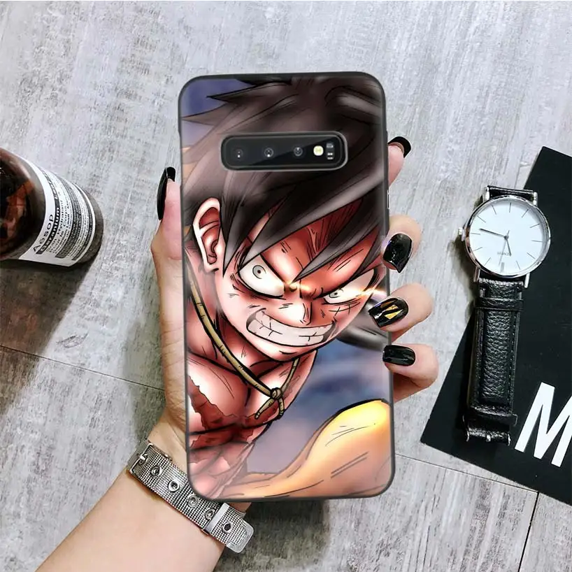 Japanese anime one piece luffy Black Cover Phone Case for Samsung Galaxy S10 Plus Lite Note 5