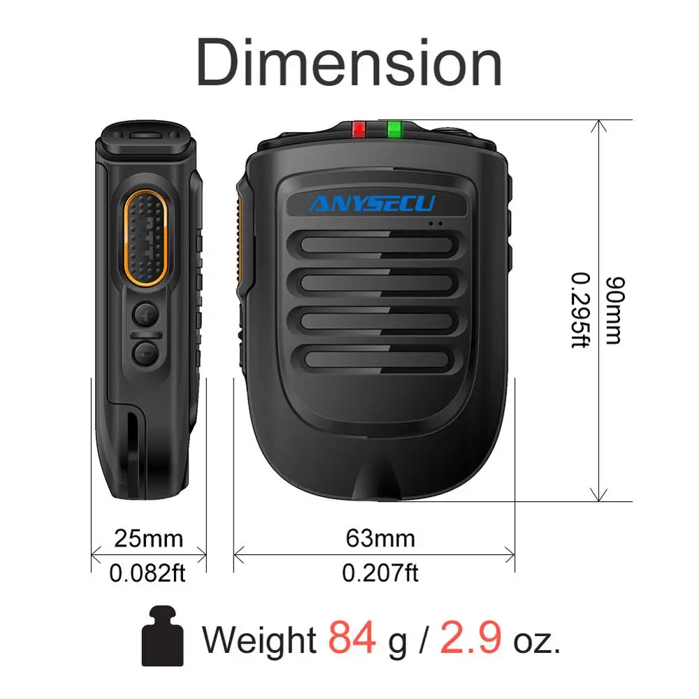 New Wireless Microphone B01-IOS for Ios System Moblie Phone Network Radio Work With REALPTT ZELLO app ANYSECU B02