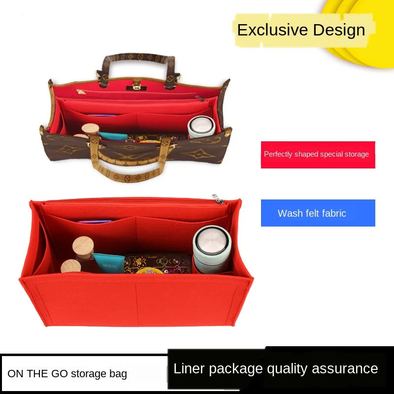 For Onthego Mm Gm Felt Cloth Insert Bag Organizer Makeup Handbag Shaper On  The Go Organizer Portable Cosmetic Bags - Cosmetic Bags & Cases - AliExpress