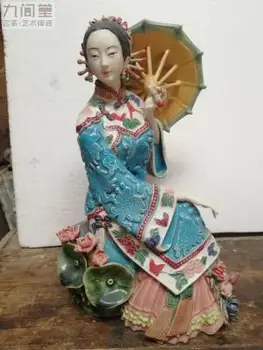 

Classic lady frog voice drunk East Shiwan ceramic doll Beauty Women statue Home living room porch ancient rack decoration