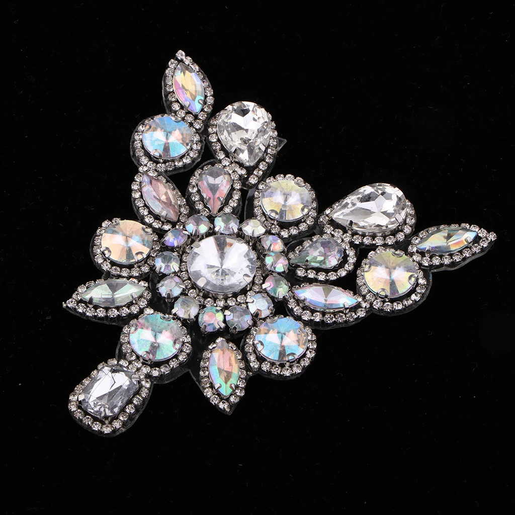 Silver AB Sew Rhinestone Applique Trim for Wedding Bridal Dress Sash Decoration Home Textile Furnishing Accessories