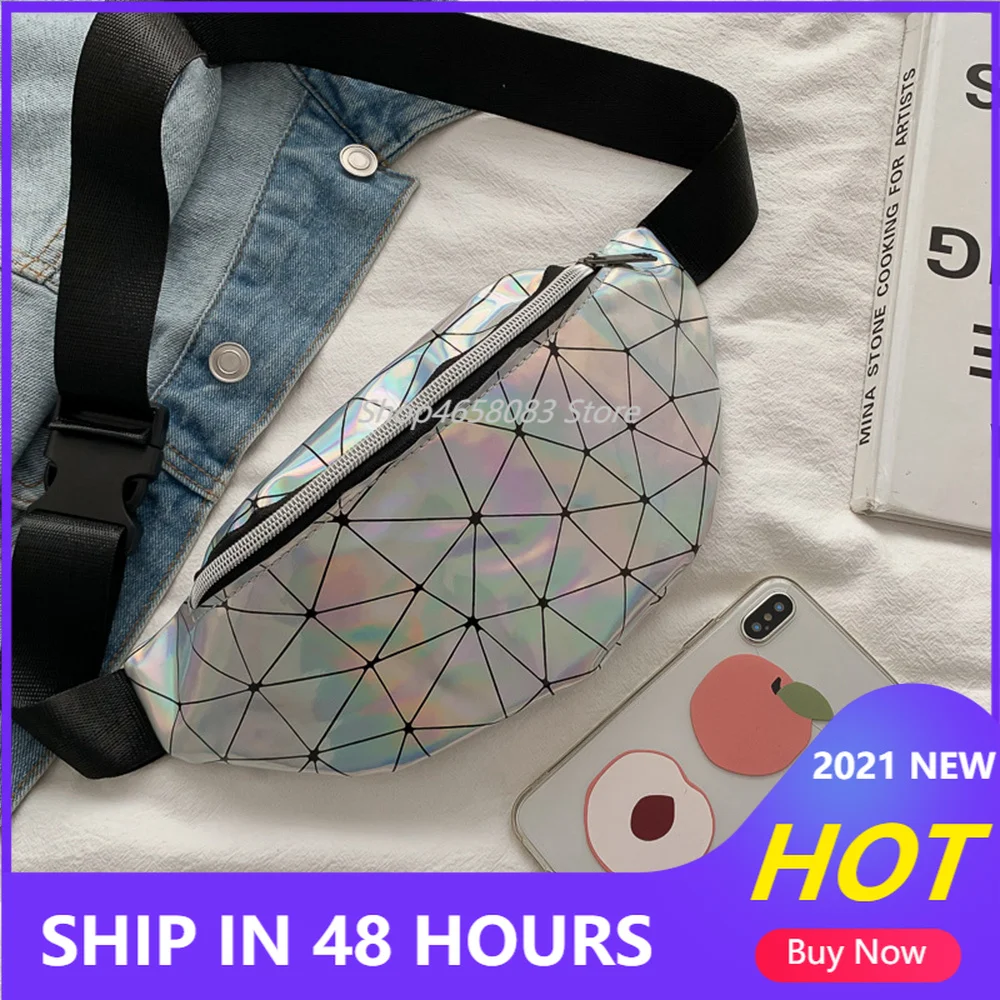 Riñonera Reversible con purpurina de lentejuelas para mujer, bolsa de cintura con purpurina, monedero a la cadera, bolso láser para chicas