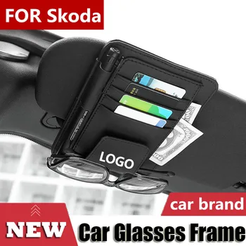 

1pcs Car Sunglasses Eyeglasses Glasses Frame Clip Eye Box Storage Supplies For Skoda logo Octavia Kodiaq Karoq Superb Rapid Comb
