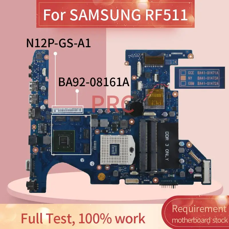 BA92 08161A материнская плата для ноутбука SAMSUNG RF511 BA41 01471A HM65 N12P GS A1 DDR3|Материнские