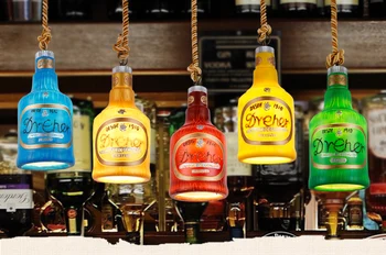 

Sale Creative bar bar chandeliers shop restaurant lounge personalized single retro wine bottle single head decorative lamps