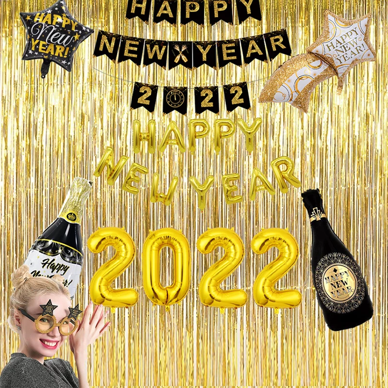 

2022 Happy New Year Party Decoration For Home Balloon Banner Celebration New Year Supplies Party Background New Year Decoration