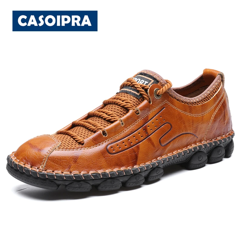 

CASOIPRA Top Quality Men Genuine Leather Casual Shoes Outdoor Chaussures Homme Cuir Safety Sapato Masculino Luxury Loafers 48