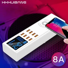 Qi Беспроводное USB зарядное устройство для iPhone samsung S10 Plus Xiaomi huawei Беспроводная зарядка светодиодный дисплей универсальное USB зарядное устройство адаптер