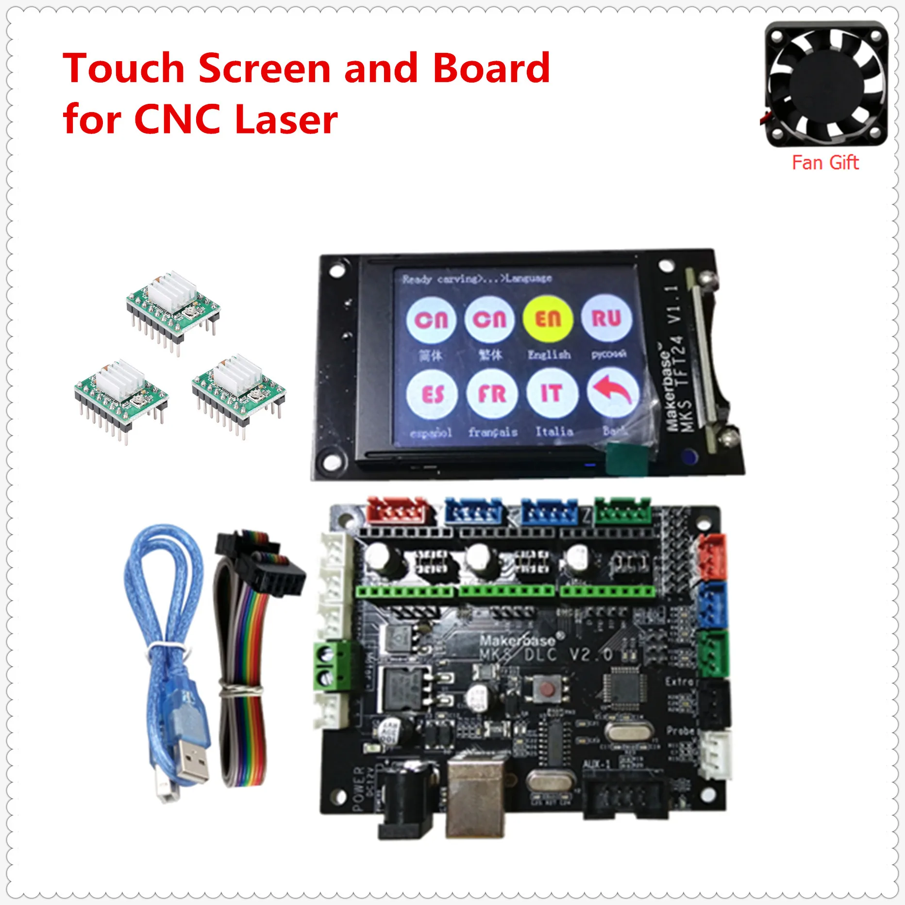 GRBL V1.1 expansion plate MKS DLC v2.0 motherboard CNC offline LCD display replace cnc shield v3 UNO R3 CNC 3018 PRO upgrade kit afbeelding