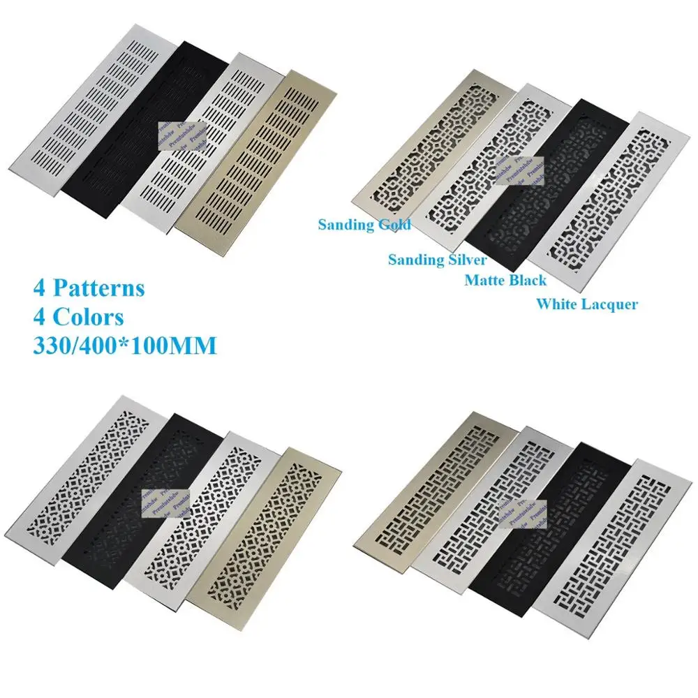 100mm de ancho cuadrado rectángulo Rendijas de ventilación de aluminio cubierta de rejilla/C muebles armario de lijado de oro plata negro mate lacado blanco