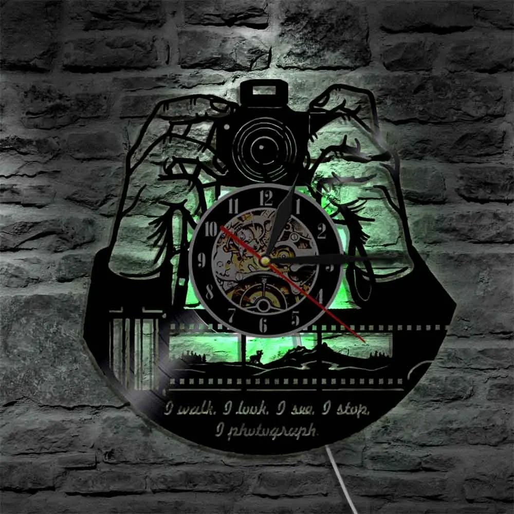 Настенные часы с декором для фотосъемки, современный дизайн, кварцевые виниловые настенные часы для фотостудии, декоративные настенные часы