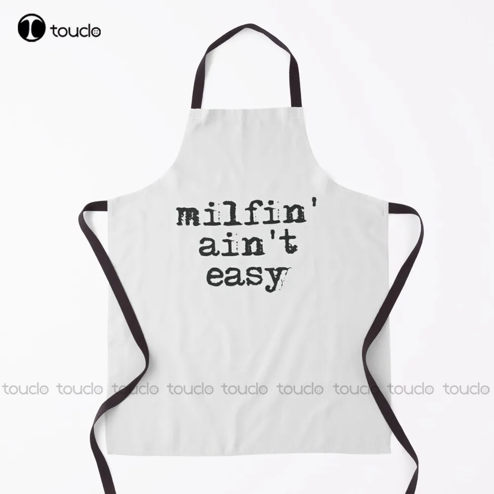 

Milfin' Ain'T Easy Funny Mom Gift Milf Apron Pink Apron For Women Men Unisex Adult Garden Kitchen Household Cleaning Apron