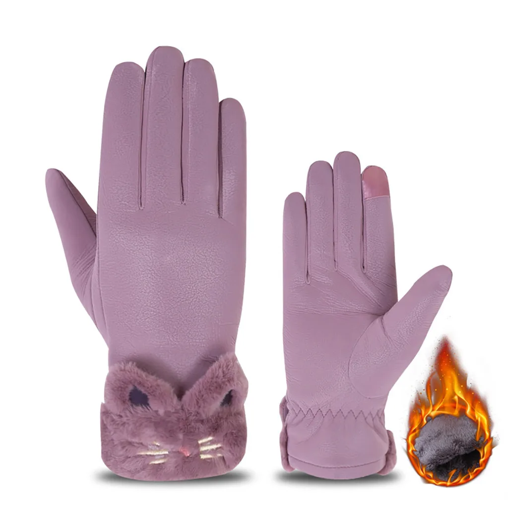 Woman gloves Winter warm wool gloves Touch Screen phone cute pink color Cycling gloves outdoor keep warm skiing mittens