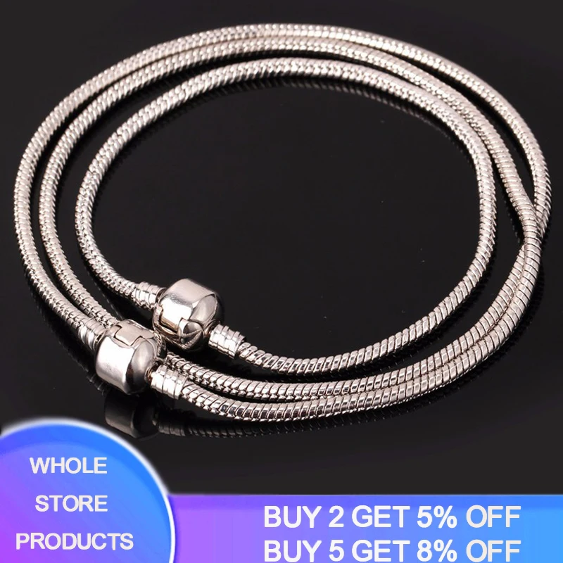 

YANHUI Europe Brand Bride Jewelry Sets Original Solid 925 Silver Snake Chains Charm Bracelet&Necklace Set for Women Gift T005