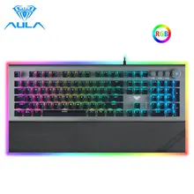Aula l2098 rgb teclado mecânico jogo interruptor azul com fio anti-ghosting cristal backlit teclado para computador portátil desktop