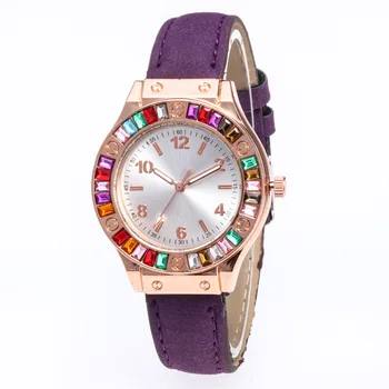 

cross-border special for Joom Ladies Watch leisure color diamond digital belt quartz watch factory direct selling
