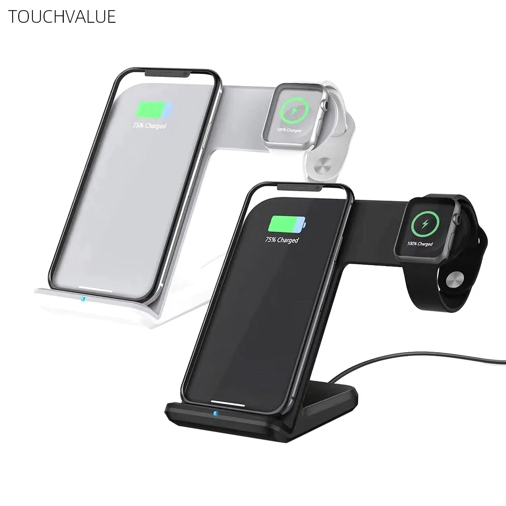 

3 in 1 Wireless Charger For iPhone 8 Wireless Charging Stand For Apple Watch Dock Black White