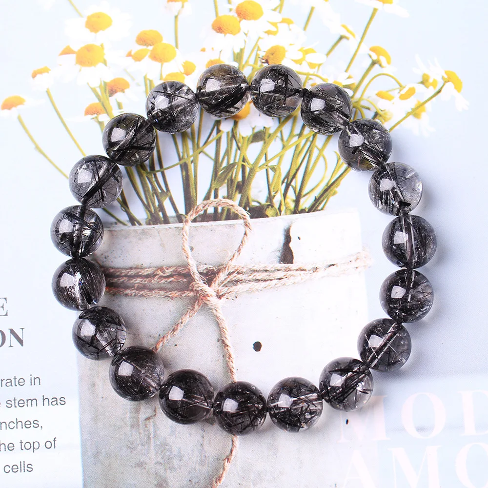 

Natural black hair crystal bracelet, natural charm gemstone jewelry, energy bracelet for men and women