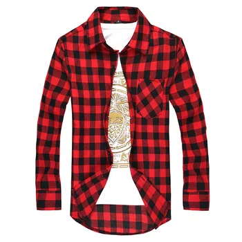 

Mannen Plaid Shirt Camisas Sociale 2019 Herfst mannen Mode Plaid Lange mouwen Mannelijke Button Down Casual Controleren shirt