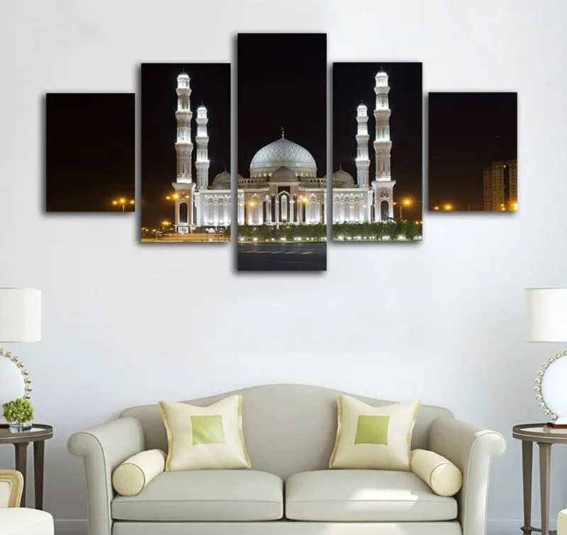 Модные 5 шт. без рамы холст картина для украшения дома напечатаны Астана мечети