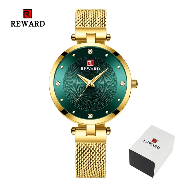 Награда роскошные женские часы модное платье кварцевые часы женские из нержавеющей стали водонепроницаемые женские наручные часы Часы Relogio Feminino - Цвет: Gold Box