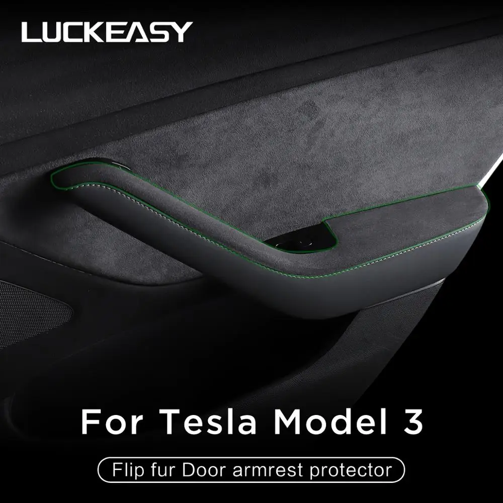 

LUCKEASY Car Flip fur Door armrest protector For Tesla model 3 2017-2019 Protection Door Edge Film Protector Stickers