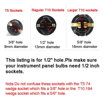 

8 X T10 174 Pc194 Instrument Panel Cluster T10 Wedge Base Dashboard Lamps Socket