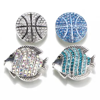 

5pcs/lot New Snap Button Jewelry Bracelets Charm Metal Crystal Rhinestone Colorful 18mm Snap Buttons Fit DIY Snap Bracelet