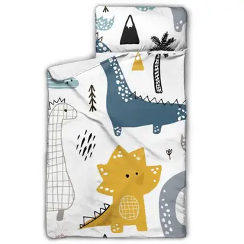 

Hand Drawn Dinosaurs Mattress Toddler Nap Mat Sleeping Pad Kindergarten Children Bedding Set With Pillow