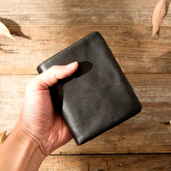 

Men's Leather Wallet Tide Short Zip Purse Soft Leather Multi Card Holder Tri-fold Wallet Vertical Japanese and Korean Wallets