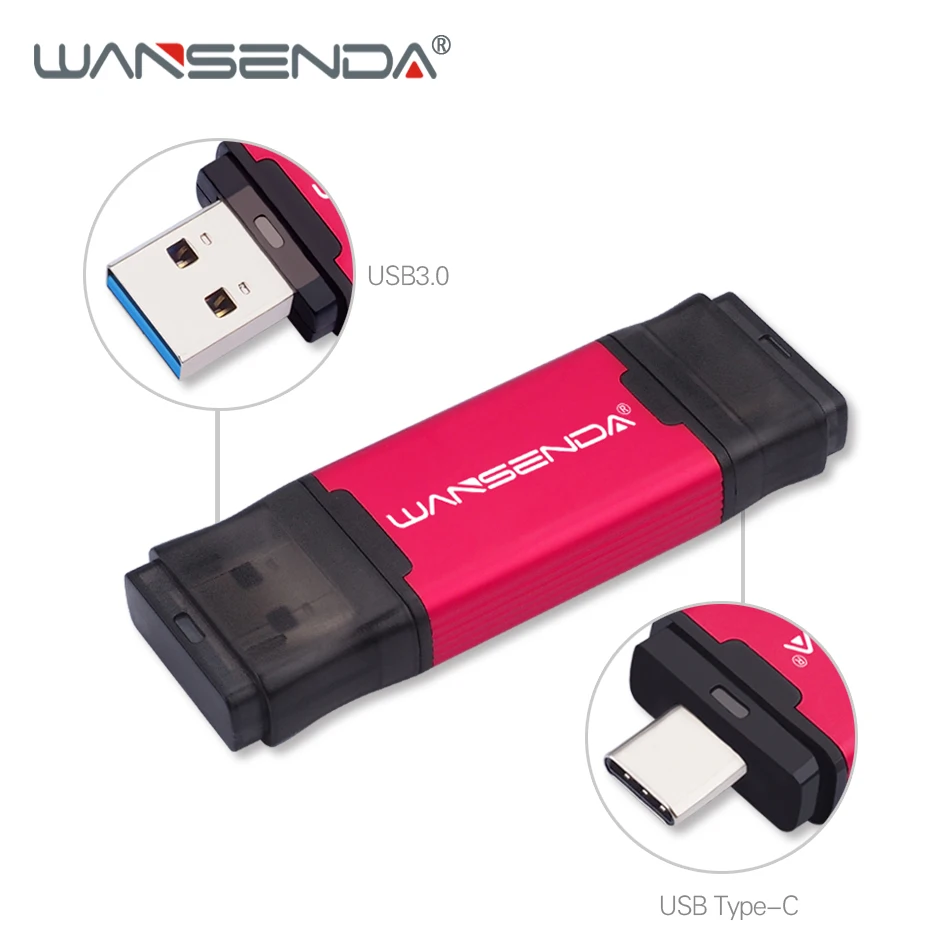 WANSENDA-unidad Flash USB OTG 2 en 1, tipo C y USB 3,0, 512GB, 256GB, 128GB, 64GB, 32GB, lápiz de memoria USB de alta velocidad