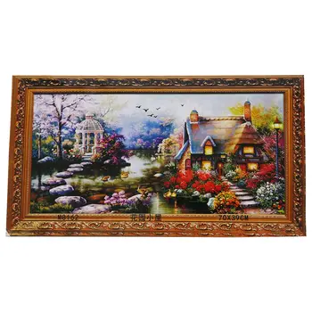 

DIY Handmade Needlework Cross needle Set Embroidery Kit Precise Printed Garden Cottage Design Cross-needle 64 * 37cm Home Decora