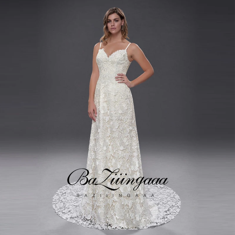 

BAZIIINGAAA 2020 New Luxury Wedding Dress lace beaded plus size wedding dress accept tailor-made