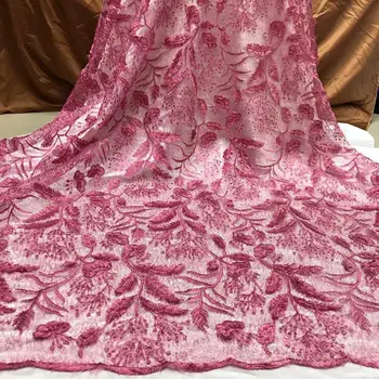 

pink african cord lace fabric,wholesales 2020 nigerian laces guipure lace fabric Embroidery For Wedding /party dress YYZ8973