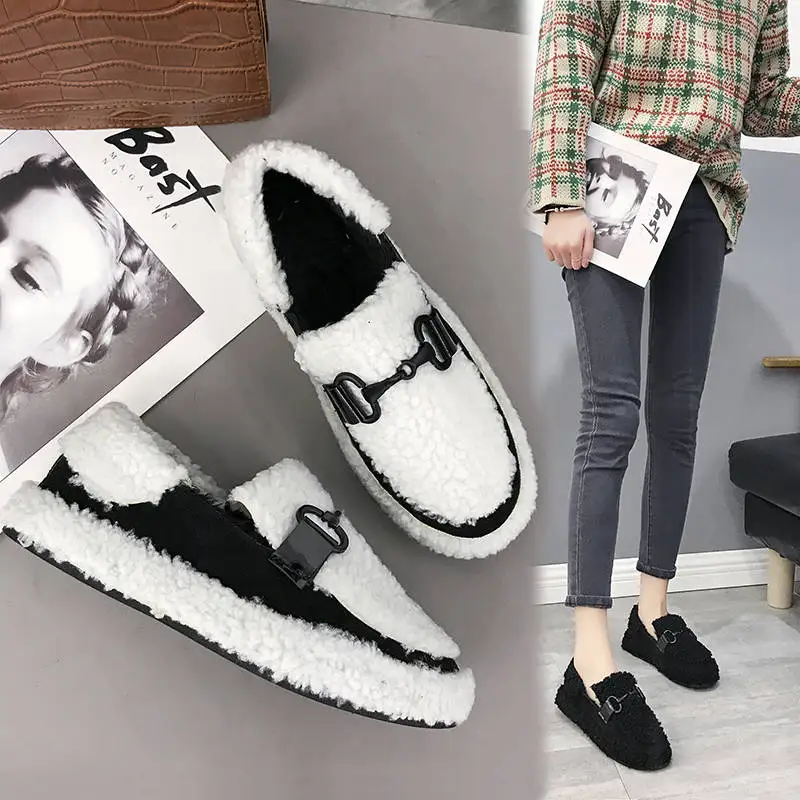 

Brand Winter Plush Women Shoes Plus velvet Boots Flat Platform Shoes Women Fashion Casual Fur Shoes Woman Ladies Shoes
