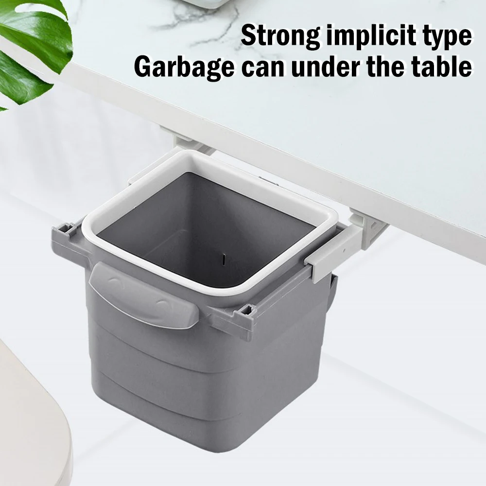 Under Table Trash Can Zero Waste Litter Box Bin Plastic Kitchen