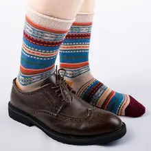 3 пары, мужские хлопковые носки в этническую полоску, винтажные трикотажные носки в рубчик 40JF