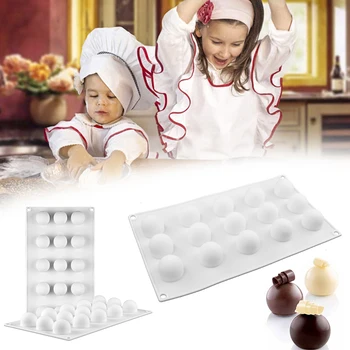 

1pcs 3D Silicone Molds Mini Truffle 15 Hole Round Ball Shaped Baking Moulds Cake Mold For Dessert Muffin Brownie Pudding Jell