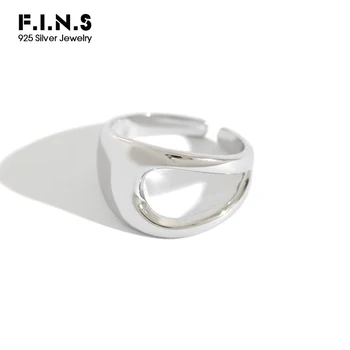 

F.I.N.S S925 Sterling Silver Rings for Women INS Minimalism Hollowed Finger Ring Personality Ring Silver 925 Women's Decorations