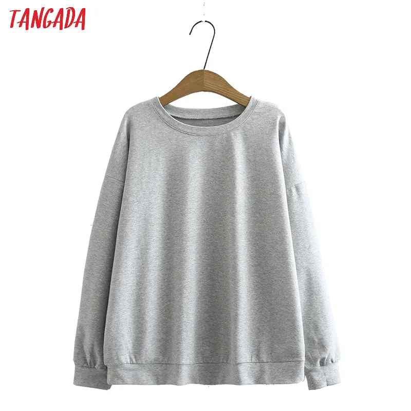 Tangada 2020 Autumn Women Terry 95% cotton suit oversized 4 pieces sets o neck hoodies sweatshirt shorts pants suits 6L30